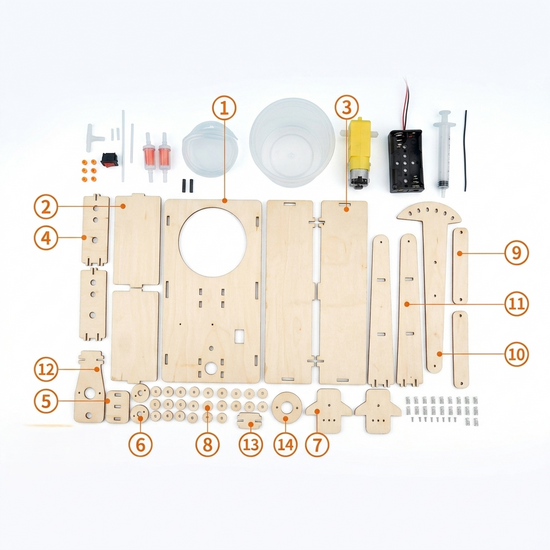 Mini Oil Rig complete kit — laser-cut wooden boards and motor assembly for pumpjack model