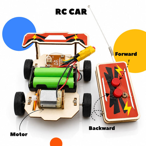 Wood Racer V1 wooden RC racing car finished build — remote-controlled car for kids ages 8–15