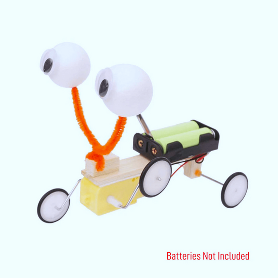 Wobbly Eyes completed robot — bionic reptile with moving eyes, display model on shelf